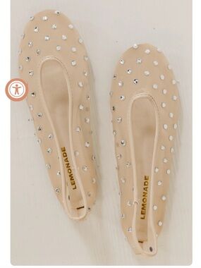 Lemonade Nude Crystal-Embellished Ballet Flats